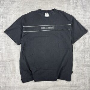 Vintage Adidas shirt Mens XL Black Y2K Spell Out Striped Embroidered Skater